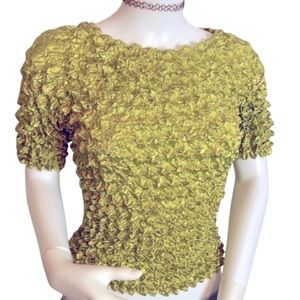 Moss Green Short Sleeved Y2K Popcorn Shirt